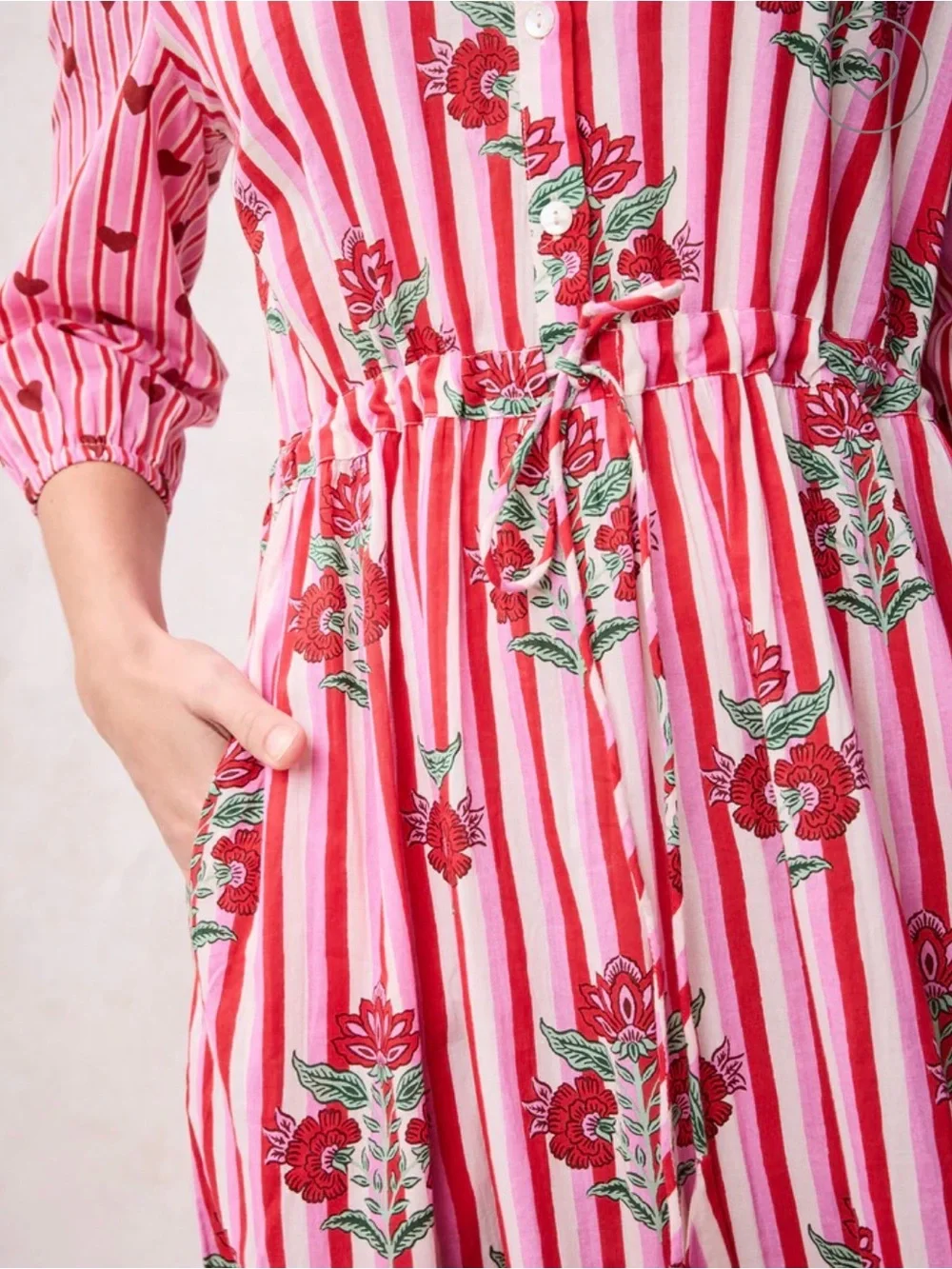 Women's Pink Striped Printfresh Dress - Picture 3 of 3